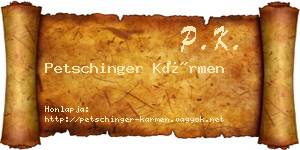 Petschinger Kármen névjegykártya